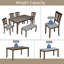 Ensemble de salle à manger en bois 6 pièces avec table rectangulaire, 4 chaises rembourrées et banc pour des repas et des réunions de famille confortables-281252229