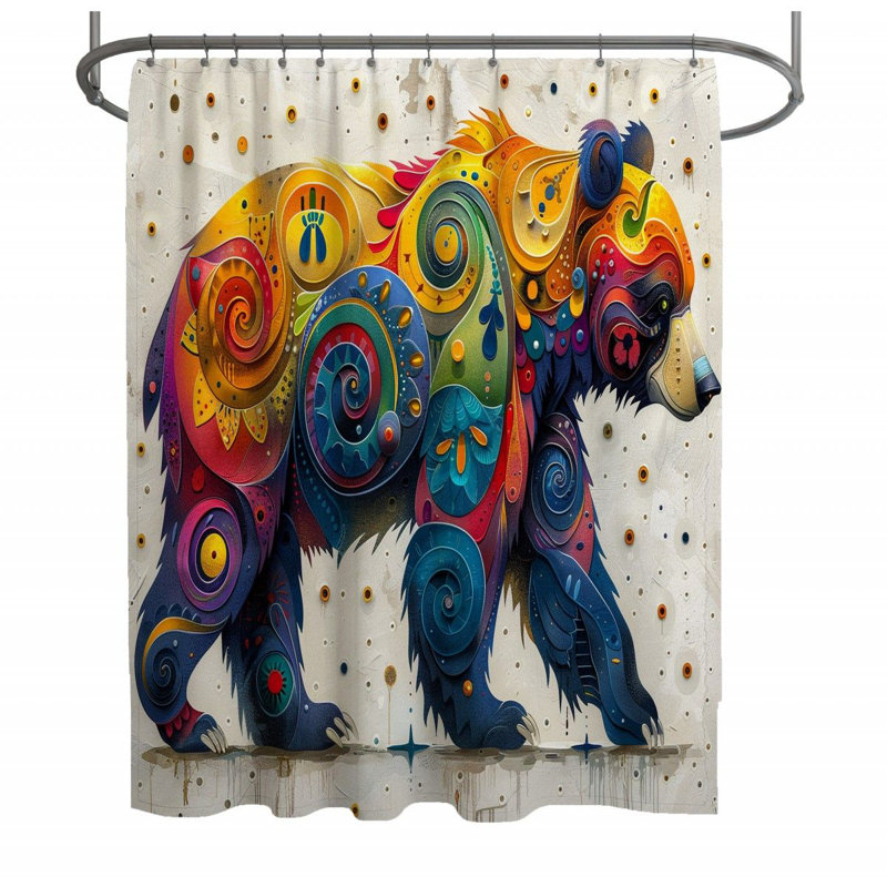 Rideau de douche ours coloré, H 83 po x l 70 po