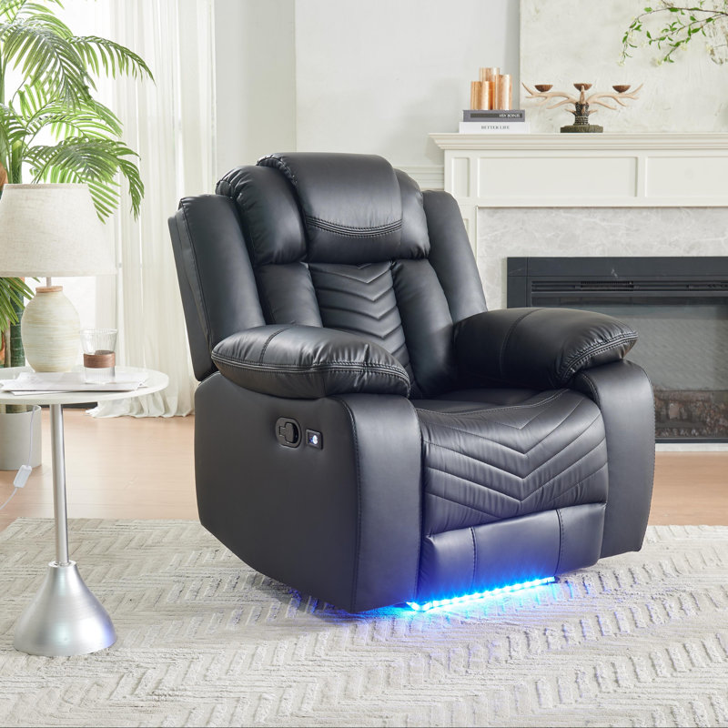Crovetti Recliner ECO Leather With Led Light and USB and C Charging Port Living Room Recliner