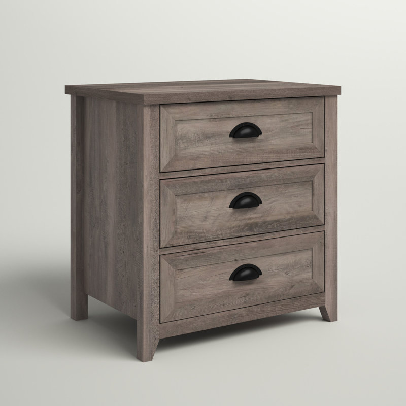 Bevyn Classic Framed 3-Drawer Nightstand, Gray Wash