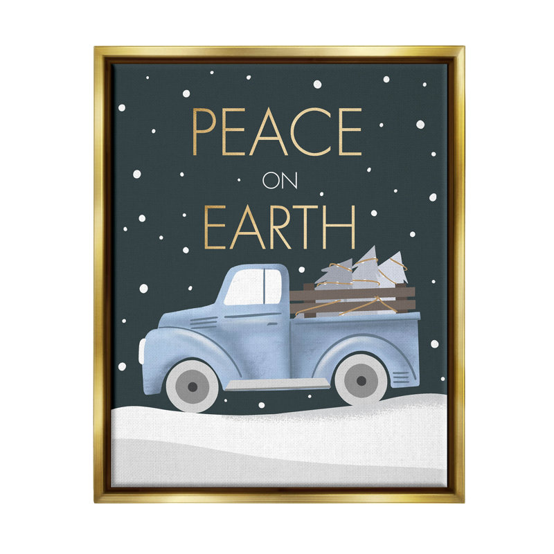 «Peace on Earth Snowy Truck» par Louise Allen Designs - impression sur toile, H 31 po x l 25 po x P 1,7 po