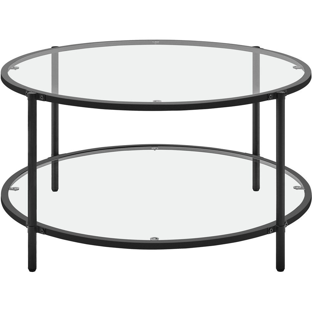 Latitude Run® Glass Top Coffee Table, 2 Tier Round Coffee Table For ...