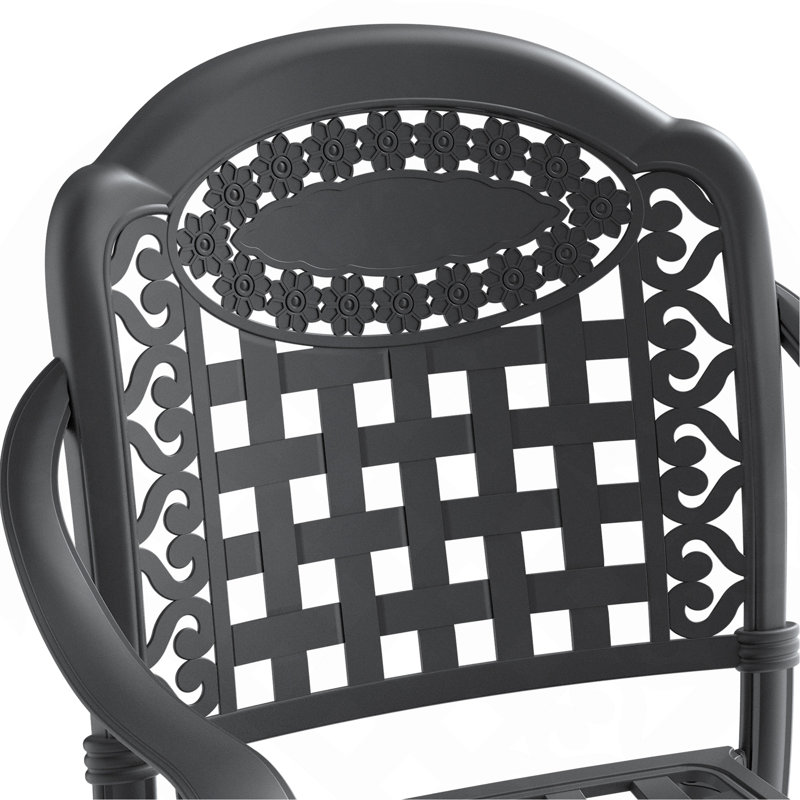 Chaise de patio en fonte d'aluminium 6 pièces avec structure et coussins, 6, Blue