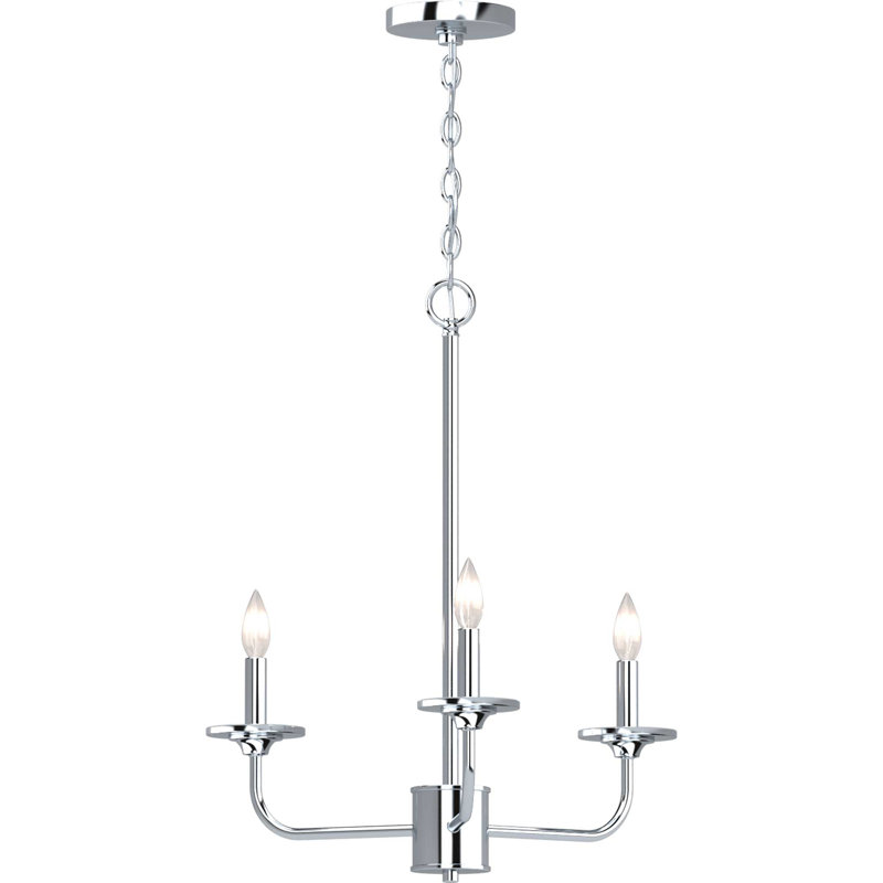 Lustre candélabre classique / traditionnel 3 lumières en nickel poli d'intérieur