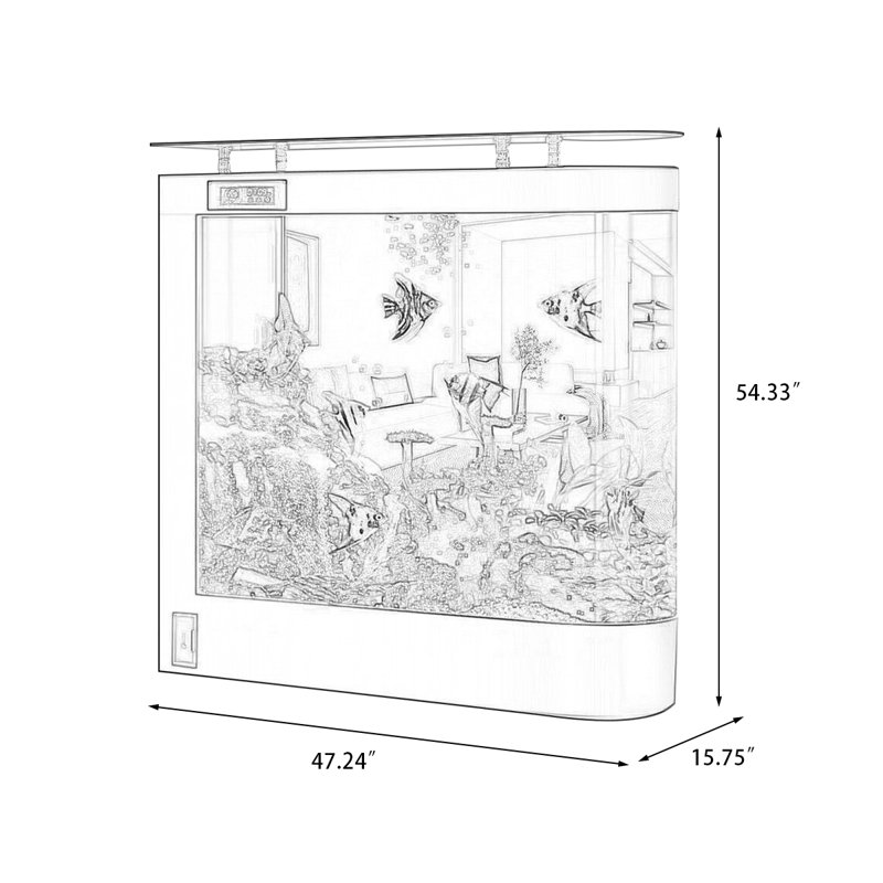 Aquarium moderne 165-175 gallons en acrylique Eco, 47.24, Noir