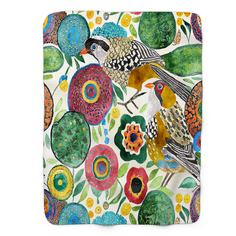 Jeté en sherpa 1 pièce Whimsical Sparrow, L 50 po x L 60 po
