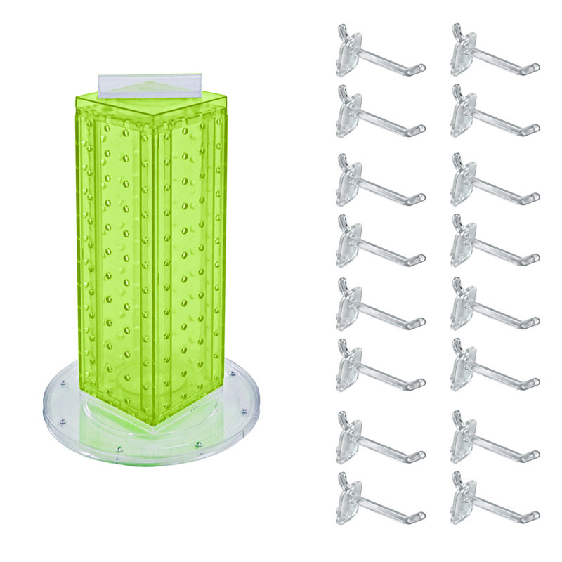 Présentoir de comptoir pivotant à 4 côtés l 4 po x H 12 po avec 16 crochets 2 po