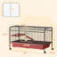Cage pour petits animaux 48 po, cage à lapins ou maison de jeu pour furet avec mangeoire, roulettes, plateforme, rampe