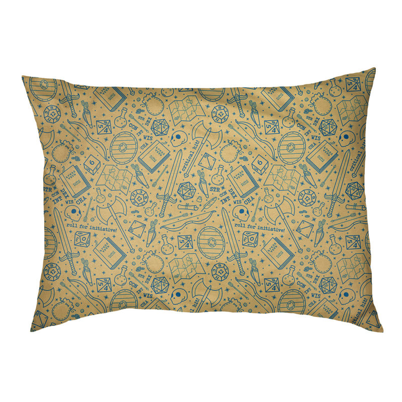 Coussin Byrge, Grand (H 17 po x l 52 po x P 42 po), Jaune / Bleu