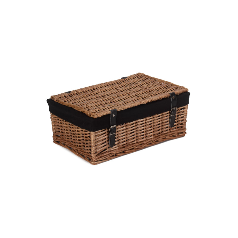 Wicker Packaging Hamper Basket with Lining, Black