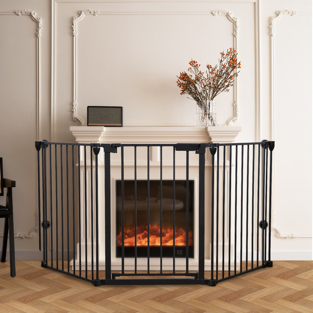 33" - 80" Wide Metal Safety Gate Baby Gates Fireplace Fence 3 Panels Toocapro 