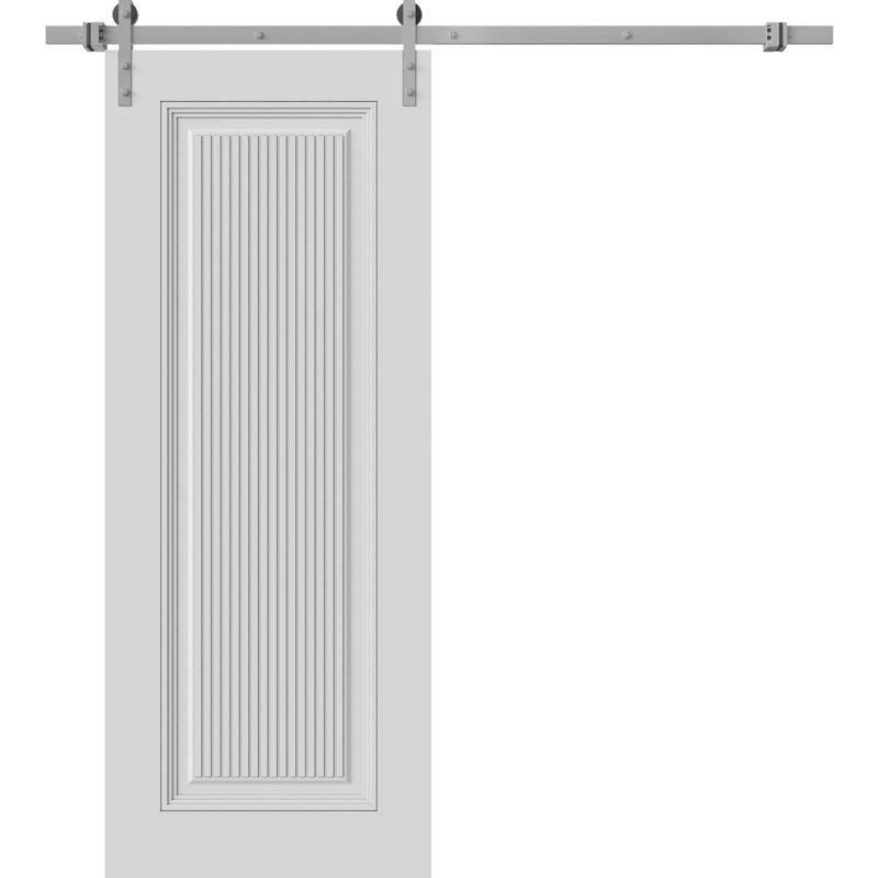 Porte de grange | Émail blanc impérial 1888 | Ensemble de quincaillerie lourde Silver Rail Track | Portes intérieures solides