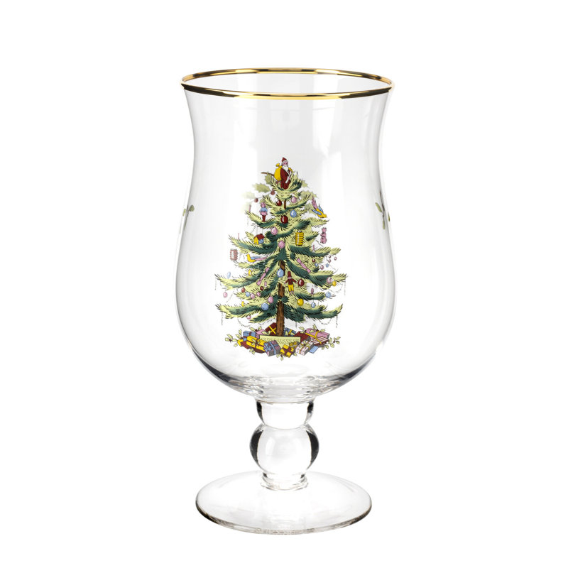 Spode Christmas Tree Tulip Glasses 17 Oz