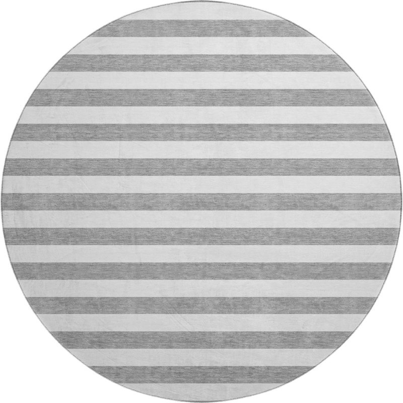 Premium Machine Washable Cerrito AMF528 Gray Rug, Round 8'