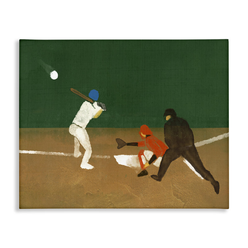 «Batting Baseball joueurs», art mural sur toile par Daphne Polselli, H 24 po x l 30 po