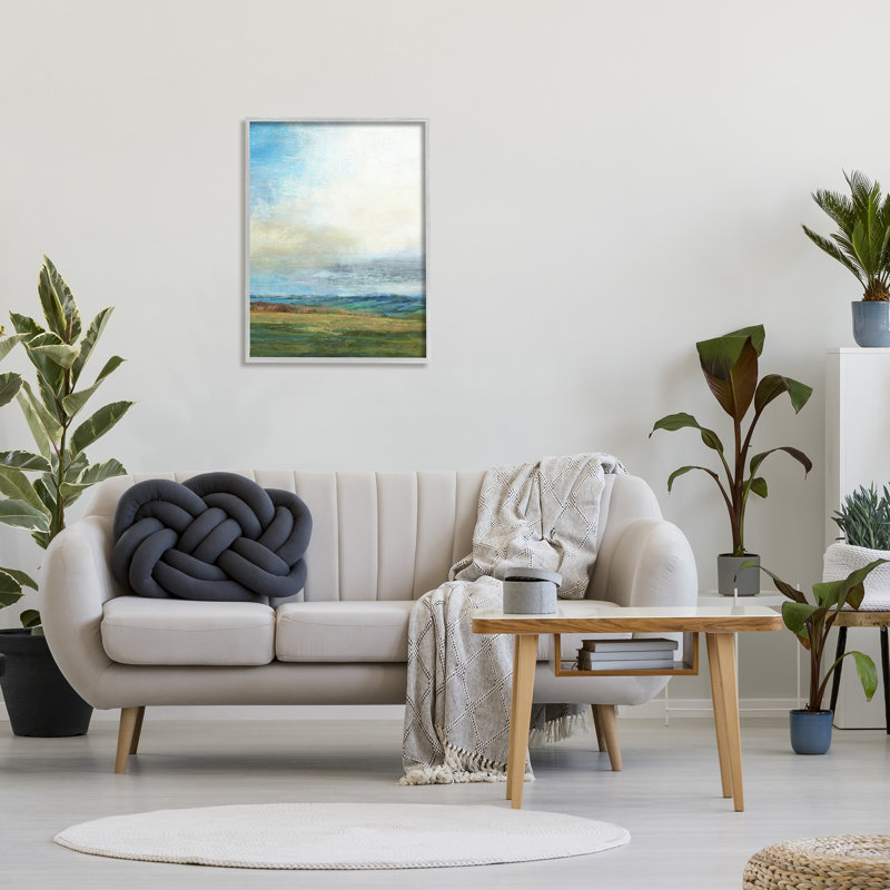 "Blue Sky Meadow Landscape" par Suzanne Nicoll - Peinture, H 30 po x l 24 po, Estampe numérique Farmhouse