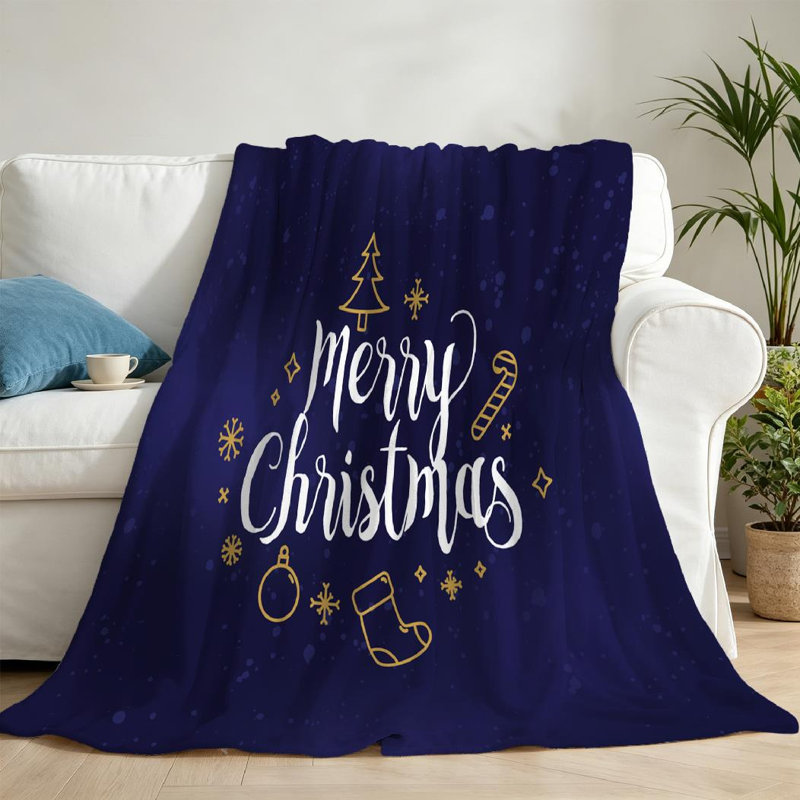 Jeté transparent en flanelle de polaire ultra douce, impression de bannière de recto joyeux Noël, Jeté 50 po x 60 po