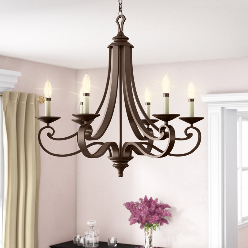 Earline 6 - Light Steel Dimmable Classic / Traditional Chandelier