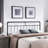 Industrial Style King Size Headboard With Iron Construction, Piped , Flat Black Finish, 78.79 In Depth Bed Headboard, Tube Frame, Details, 1.99 Width