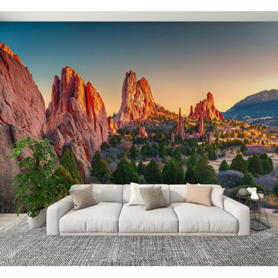 Peel and Stick Wallpaper Garden Gods Springs Colorado Wall Murals 100"H x 144"W Removable PVC Wall Paper Self-Adhesive Wall Paintings Art Decor for Bedroom Living Room