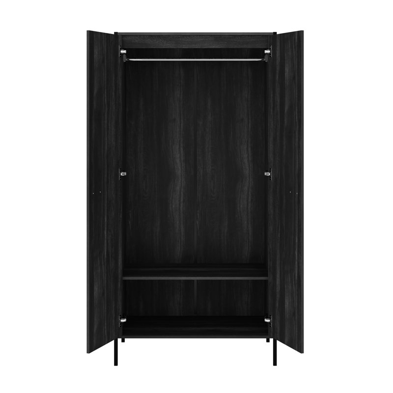 HOXTON 2 DOOR DOUBLE WARDROBE, Distressed Black