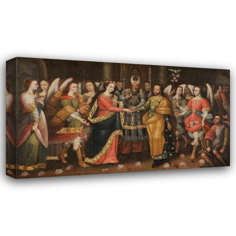 "Le mariage de la Vierge" par Cusco School - Art mural sur toile tendue avec châssis, H 48 po x l 33 po