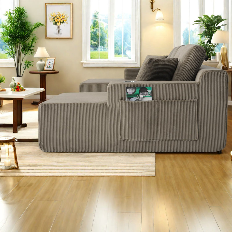 Canapé modulaire en U en velours côtelé 130 pouces Compression