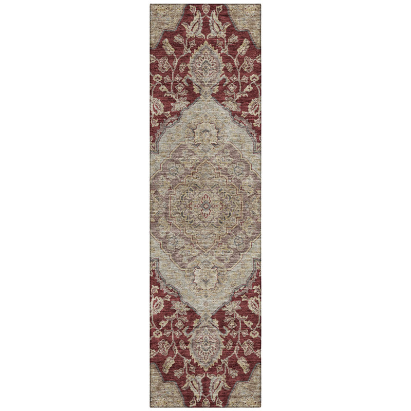 Celia Red Washable Indoor-Outdoor Rug - , 2'3" x 7'6"