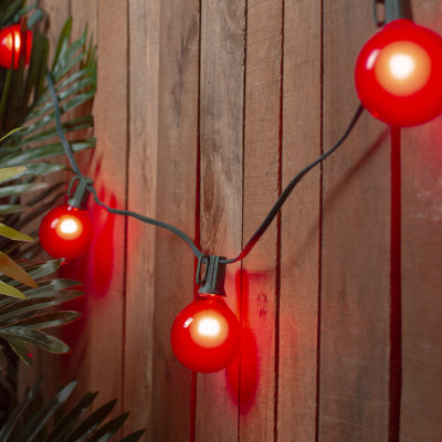 Ensemble de 15 lumières de Noël globe en satin G50 - fil vert