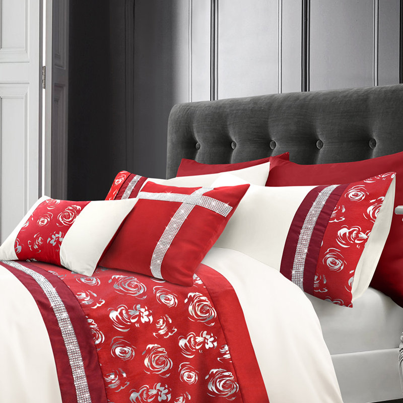 Ordan Abstract Duvet Cover Set, Single, Red