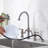 ARCORA Double-Handle High-Arc Widespread Deck Mounted Bridge Kitchen Faucet With Side Spray-111031785