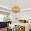 Lustre tambour en rotin de style bohémien tissé à la main à 6 lumières Abilene