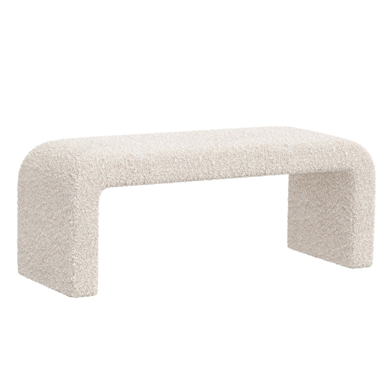 Holland Red from Scalamandre Crafted by Cloth & Company Bench, Plush Ivory Boucle