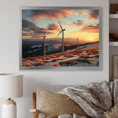 «Sunset Wind Turbines Mountain View II - Wind Turbines», art mural