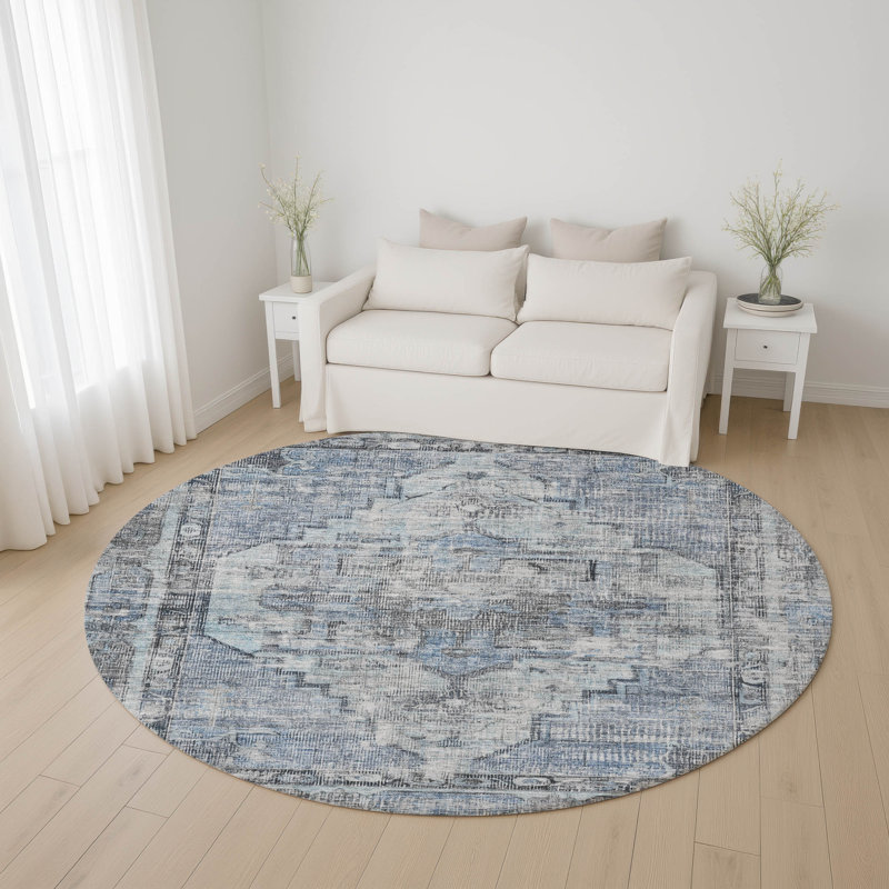 Premium Machine Washable Lubbers AMF1729 Global Rug, Round 8'