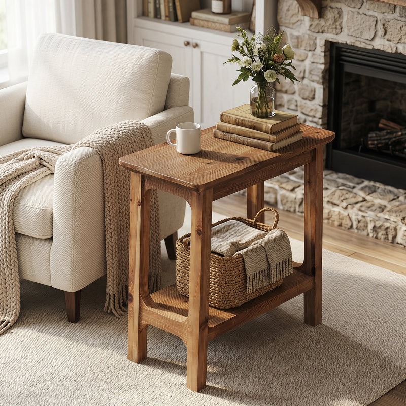 Solid Wood End Table With Storage, 1