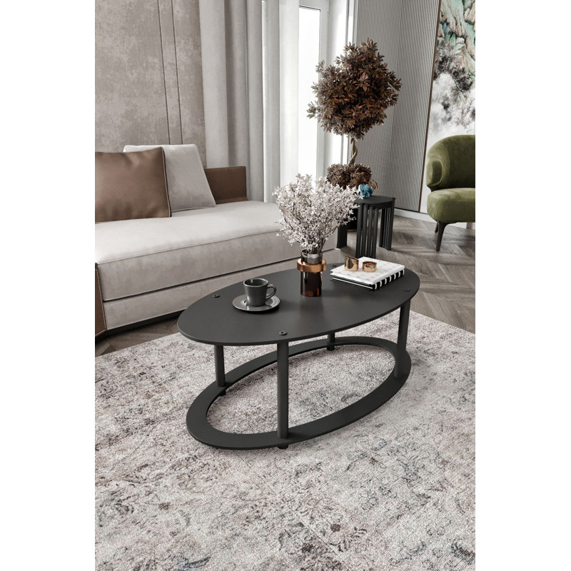 Table basse moderne noire avec pieds Kraft compressés, 23,6 po x 15,7 po x 15,0 po | Fabrication 100% bois aggloméré, conception élégante de couleur unie | Parfait pour le salon, ajout élégant et fonctionnel à votre maison