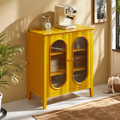 Modern simple double door glass accent cabinet