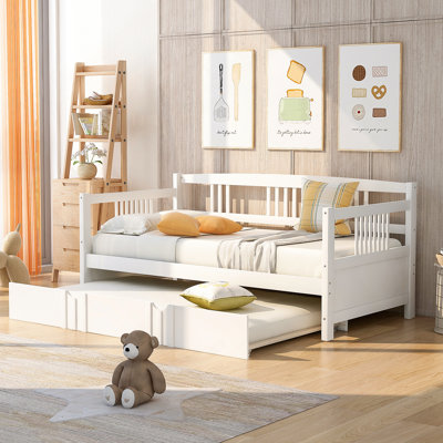 Lit de jour en bois avec lit gigogne simple