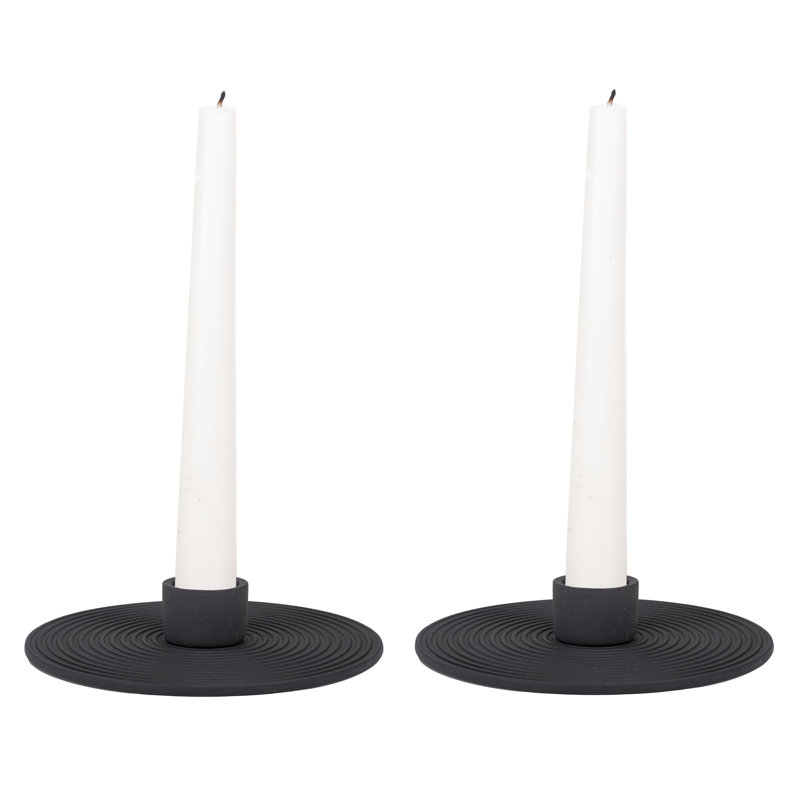 Ensemble de 2 bougeoirs en céramique noire, Noir