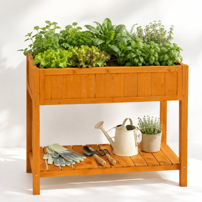 Wood Raised Garden Bed With Non-woven Liner