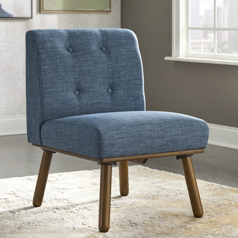 Upholstered Slipper Chair, Blue