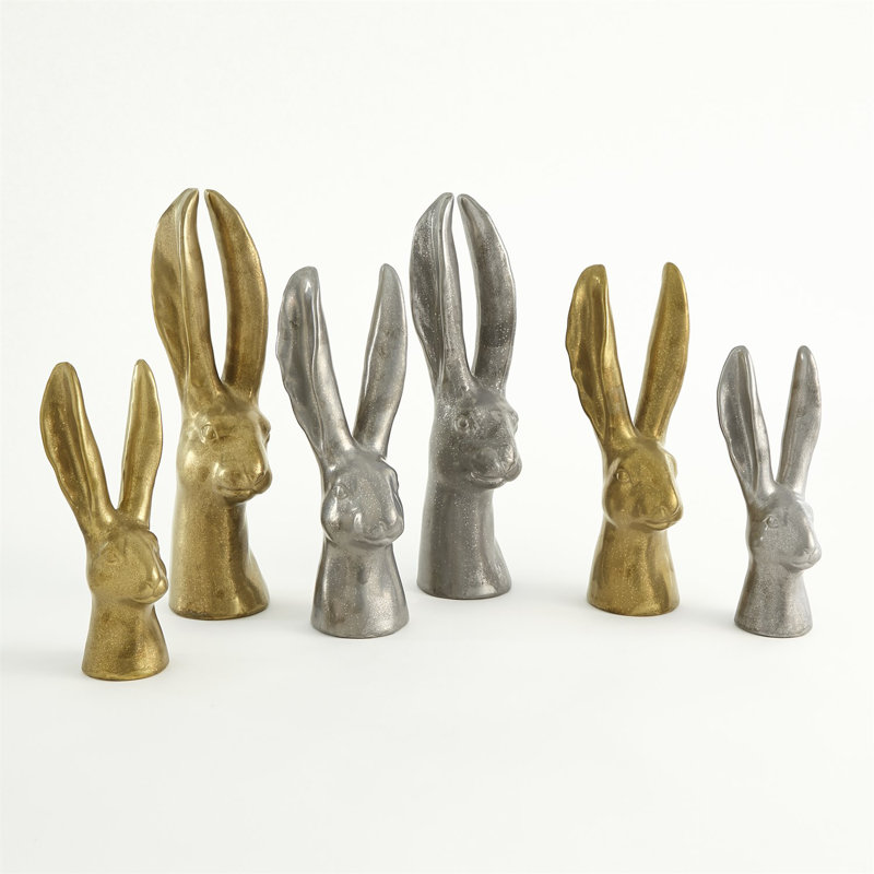 Rabbit Figurine, 16.25" H x 6.25" W x 6.25" D, Matte Gold