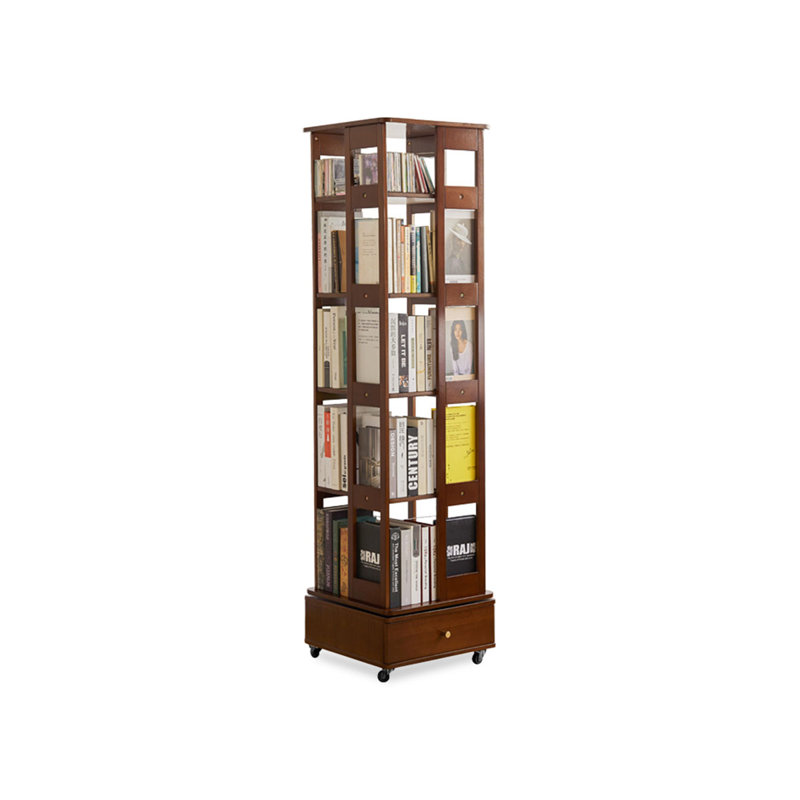 Nut-Brown Modern Solid wood Rotating Bookshelf, Nut-Brown