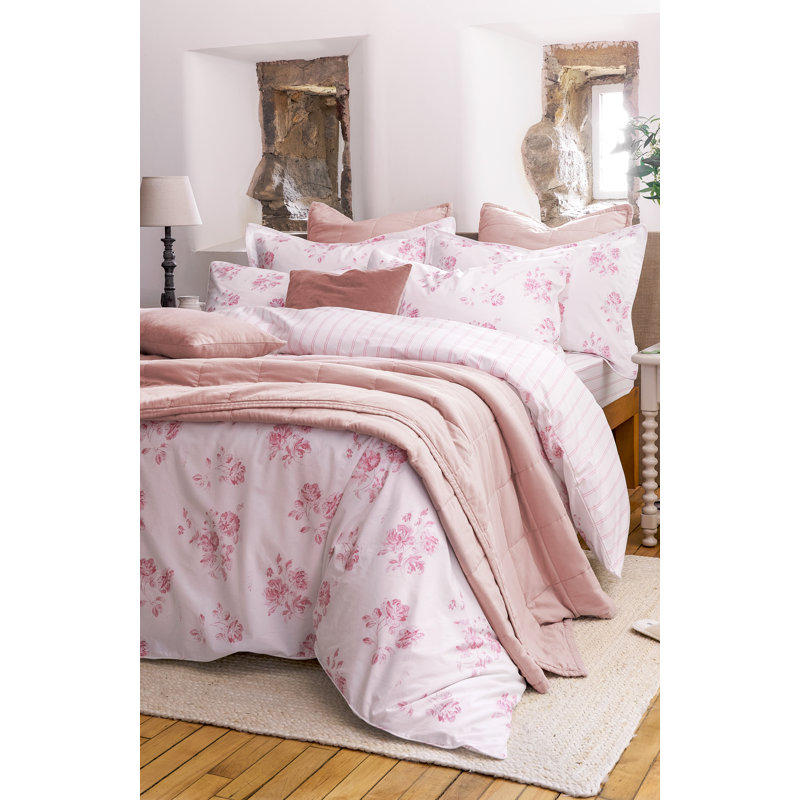 Laundered Cotton Throw Blanket, Pink