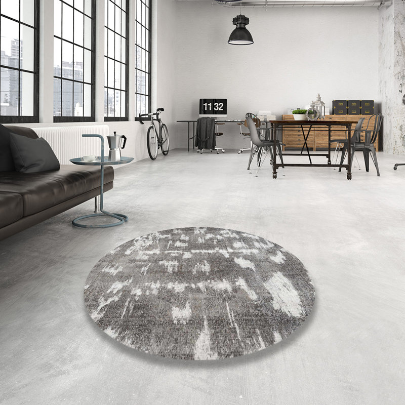 Tapis contemporain gris, Rond 3 pi
