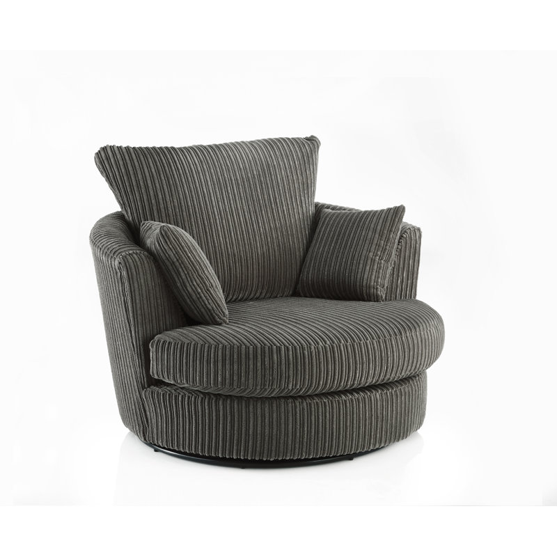 Moana Upholstered Swivel Barrel Chair, Charcoal