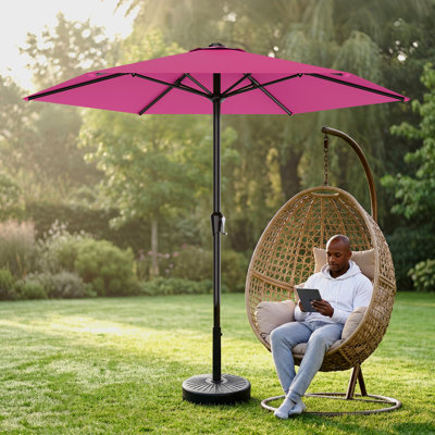  9 ft Patio Umbrella Outdoor Market Umbrella with Crank Lift,Sun Shade Cover for Garden, Deck, Poolside 