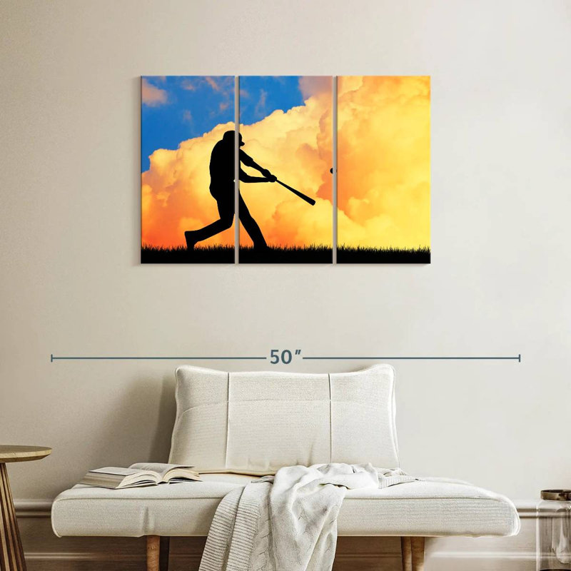 Baseball Sireci au coucher du soleil, H 24 po x l 38 po