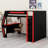 Multifunctional Wooden Gaming Loft Bed, Built-in Writing Desk Design, RGB LED Lights, USB Power Ports, Storage Cubbies, Drawers-1511439864